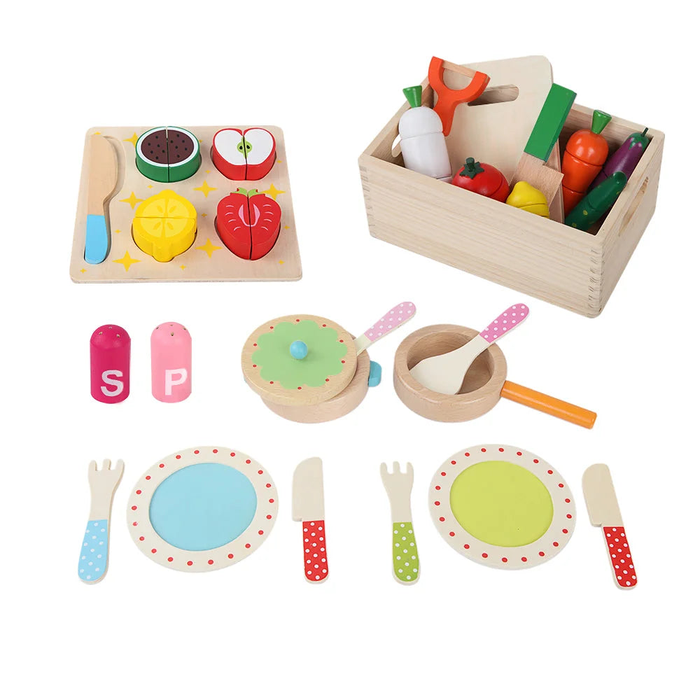 Kids Pretend Play Food Kitchen Wooden Toys Childrens