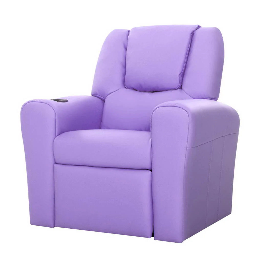Kids Recliner Chair PU Leather Sofa Lounge Couch - Purple