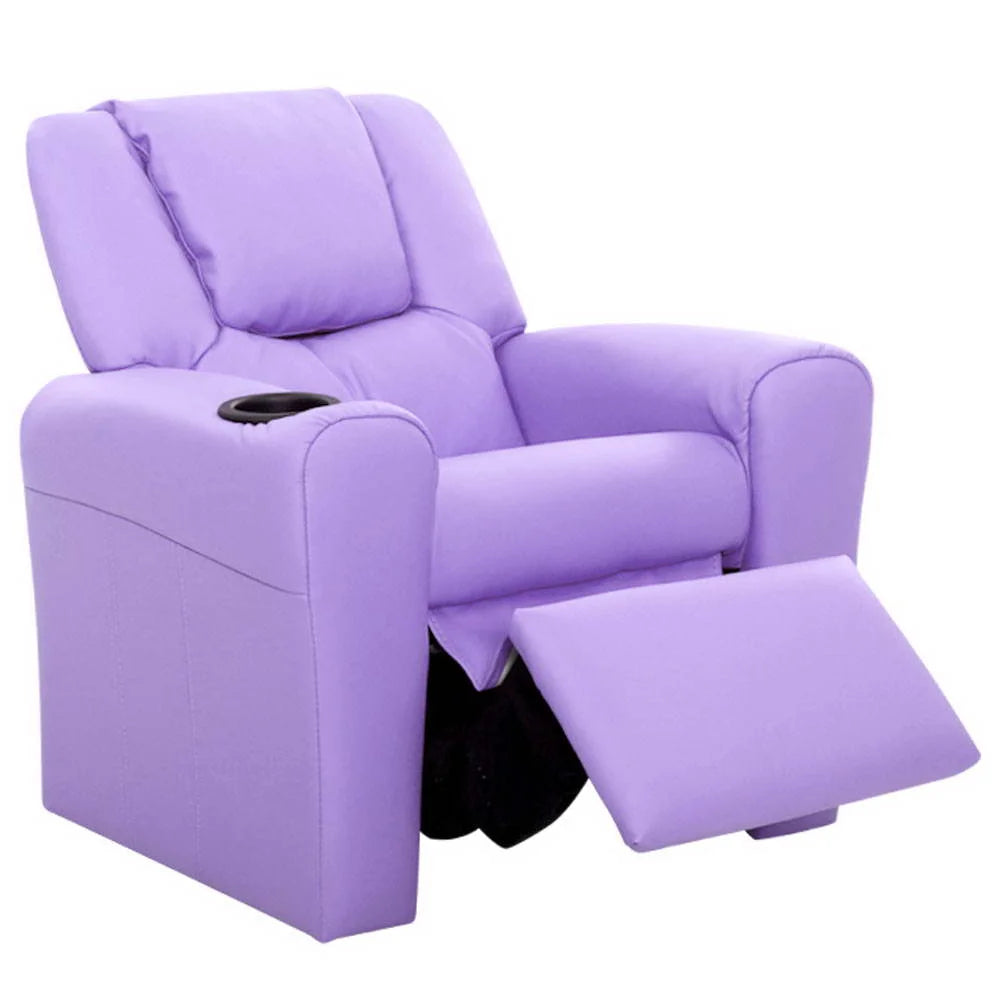 Kids Recliner Chair PU Leather Sofa Lounge Couch - Purple