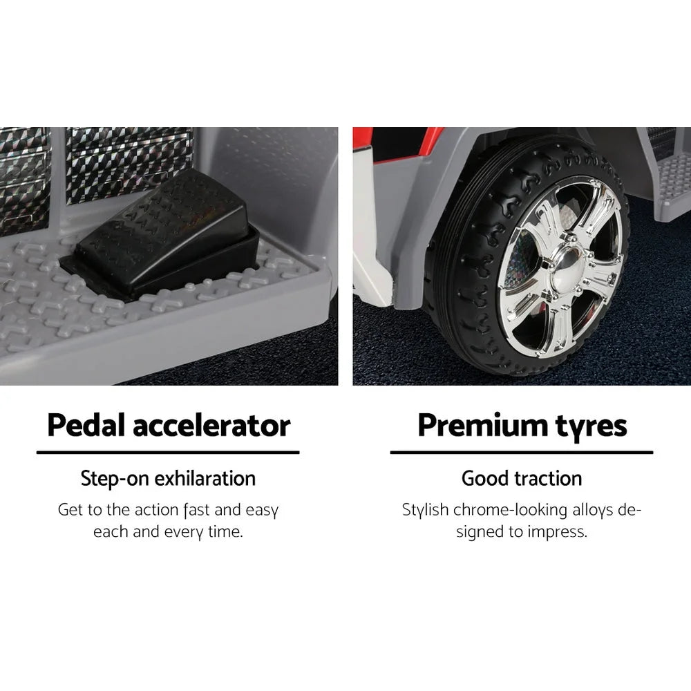 Kids Ride-On Fire Truck Motorbike (Rigo) Red/Grey - Cars