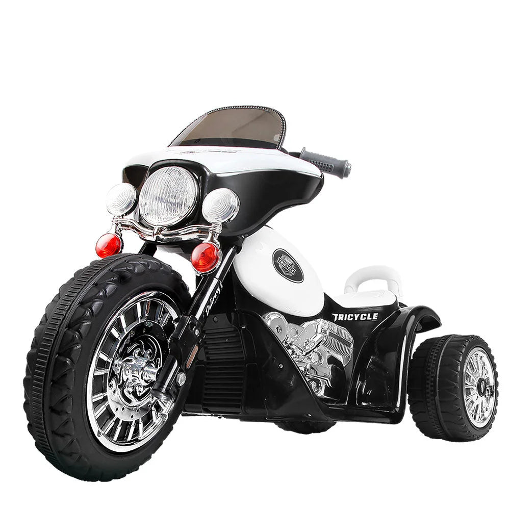 Kids Ride On Motorbike Motorcycle Toys - Black and White