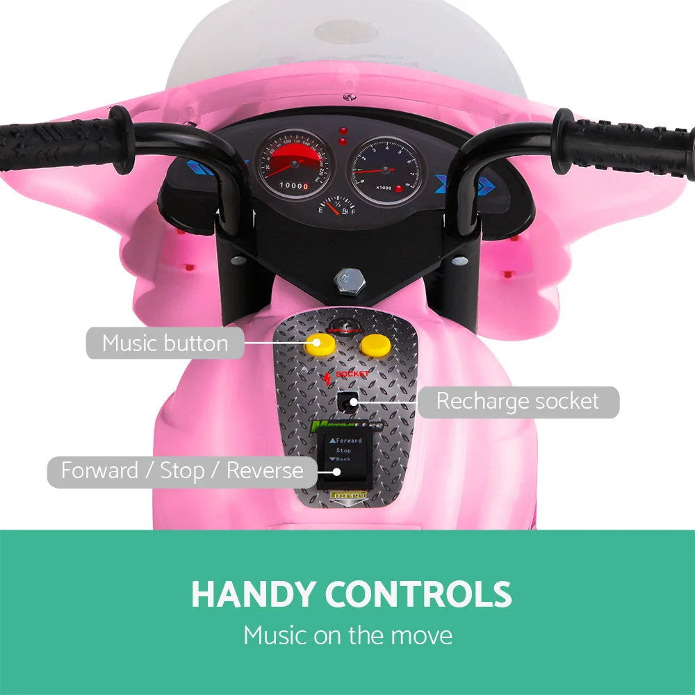 Kids Ride-On Motorbike (Rigo) Pink - Cars