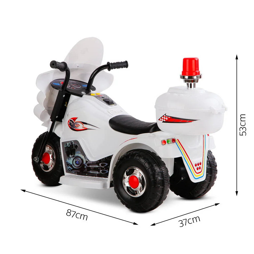 Kids Ride-On Motorbike (Rigo) White - Cars