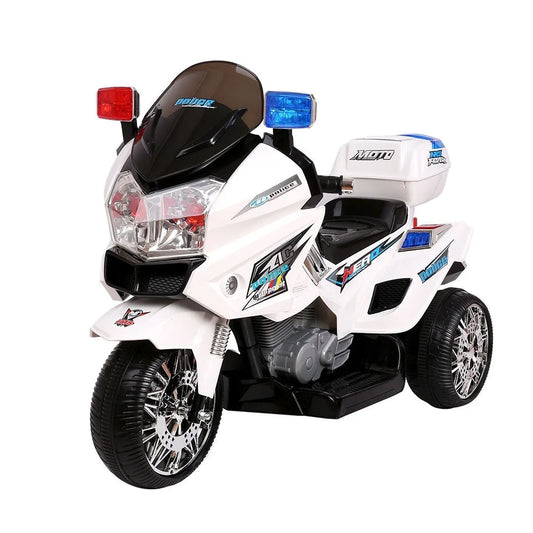 Kids Ride-On Motorbike (Rigo) White - Cars