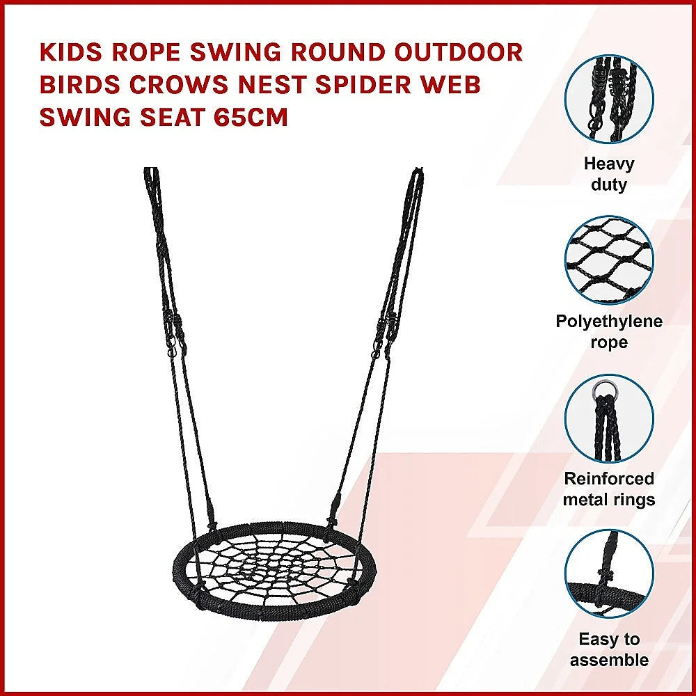 Kids Rope Swing Round Outdoor Birds Crows Nest Spider Web