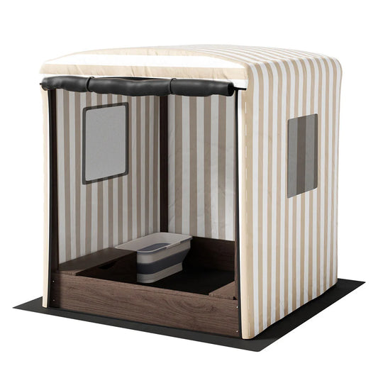 Kids Sandpit Wooden Sandbox Sand Pit with Canopy, Window, and Water Basin