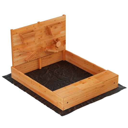 Kids Sandpit Wooden Sandbox Sand Pit with Cover and Funnel