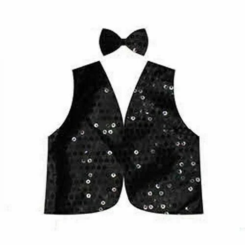 Kids Sequin Vest Bow Tie Set Costume 80s Party Dress Up