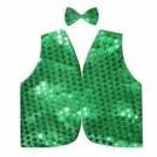 Kids Sequin Vest Bow Tie Set Costume 80s Party Dress Up