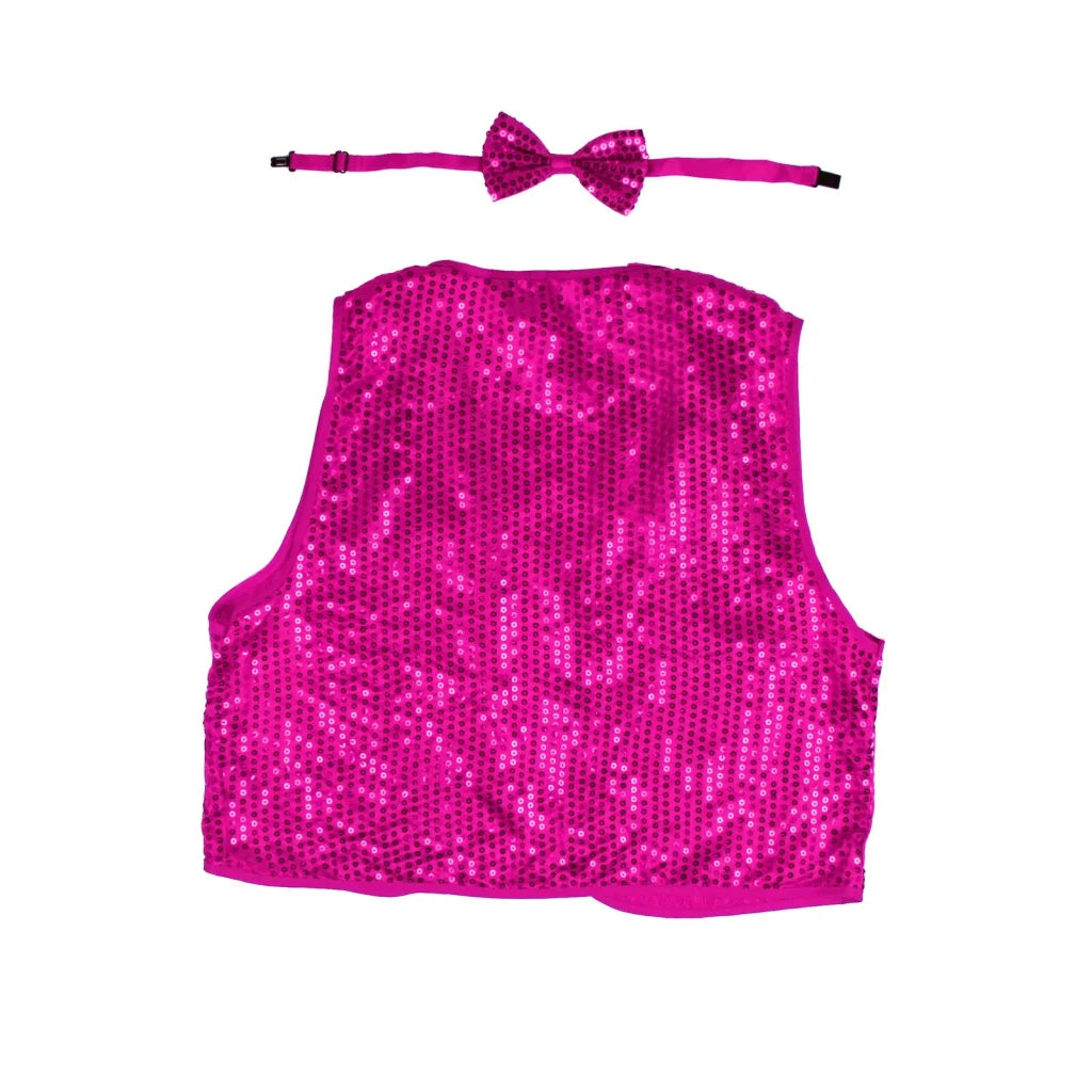 Sequin vest bow with frame detail shown