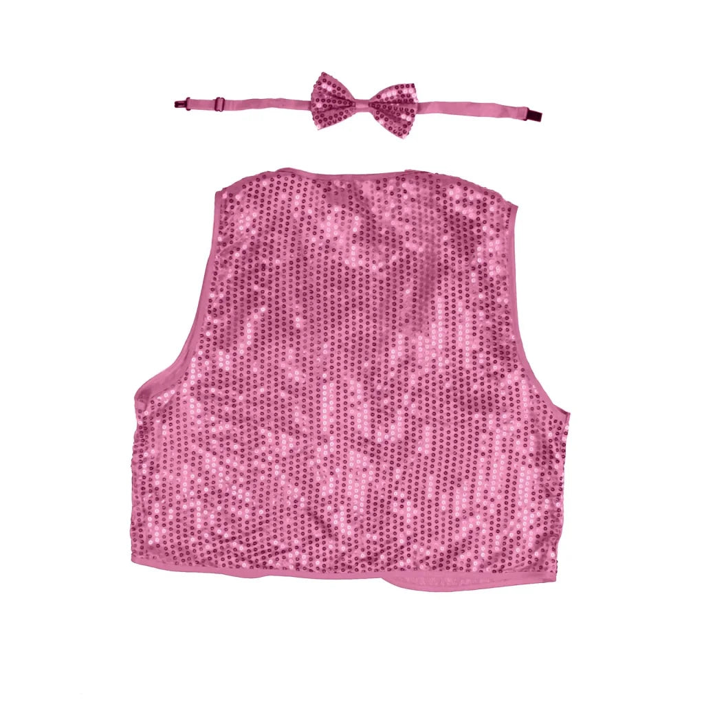 Sequin vest bow with tie costume 80s party