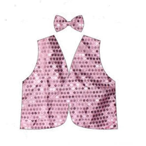 Pink sequin vest bow with side profile shown