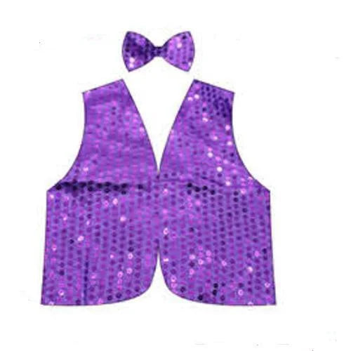 Kids Sequin Vest Bow Tie Set Costume 80s Party Dress Up