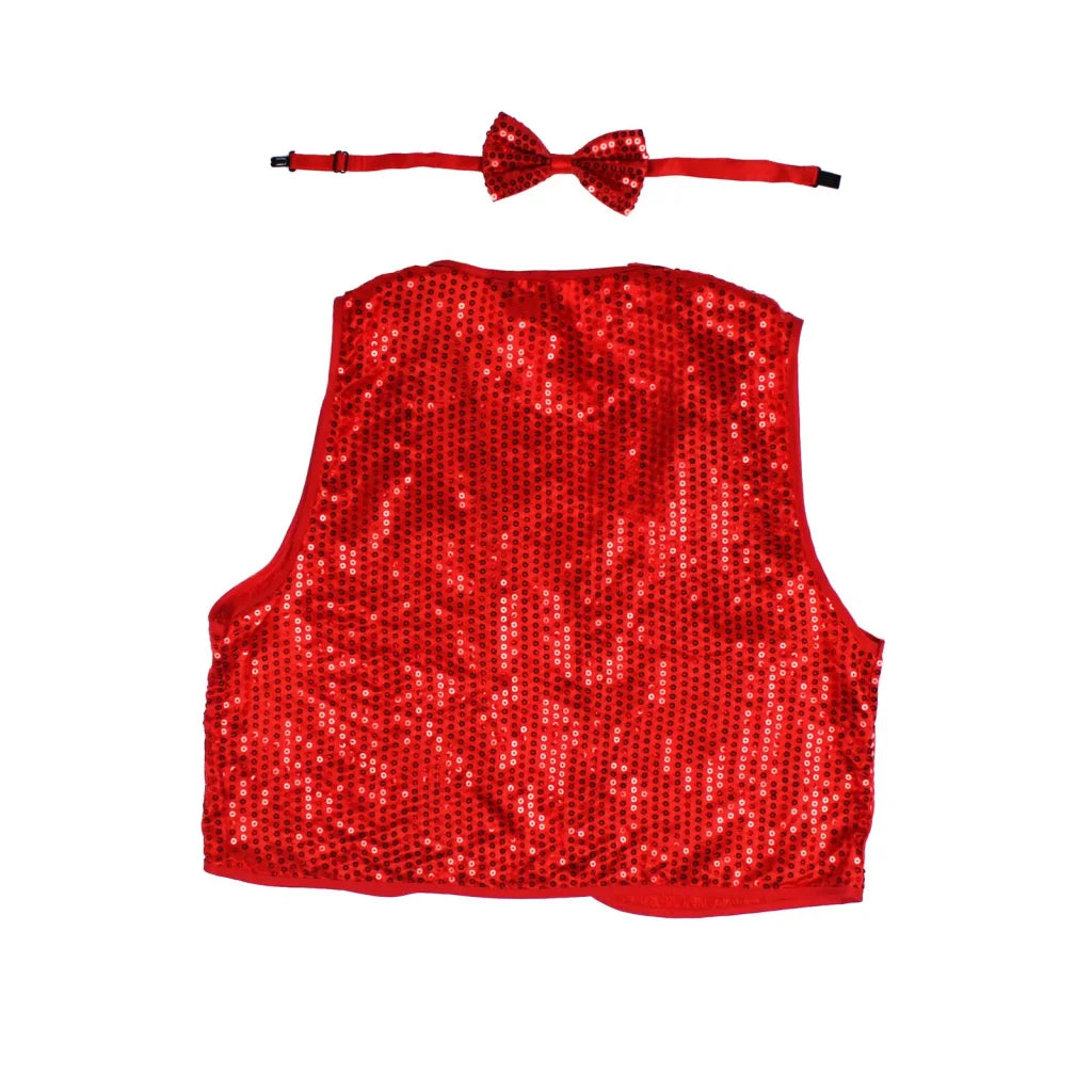 Kids Sequin Vest Bow Tie Set Costume 80s Party Dress Up