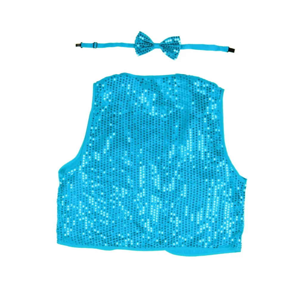 Kids Sequin Vest Bow Tie Set Costume 80s Party Dress Up