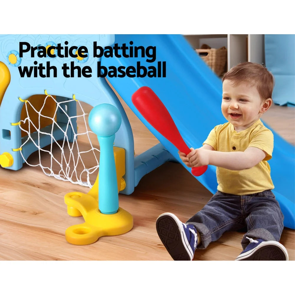 Kids Slide Set with Baseball Bat and Basketball Hoop