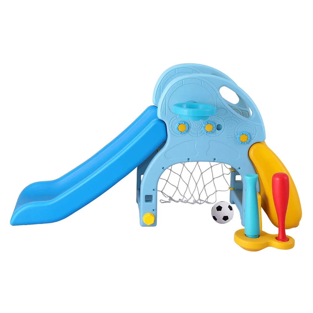 Kids Slide Set with Baseball Bat and Basketball Hoop