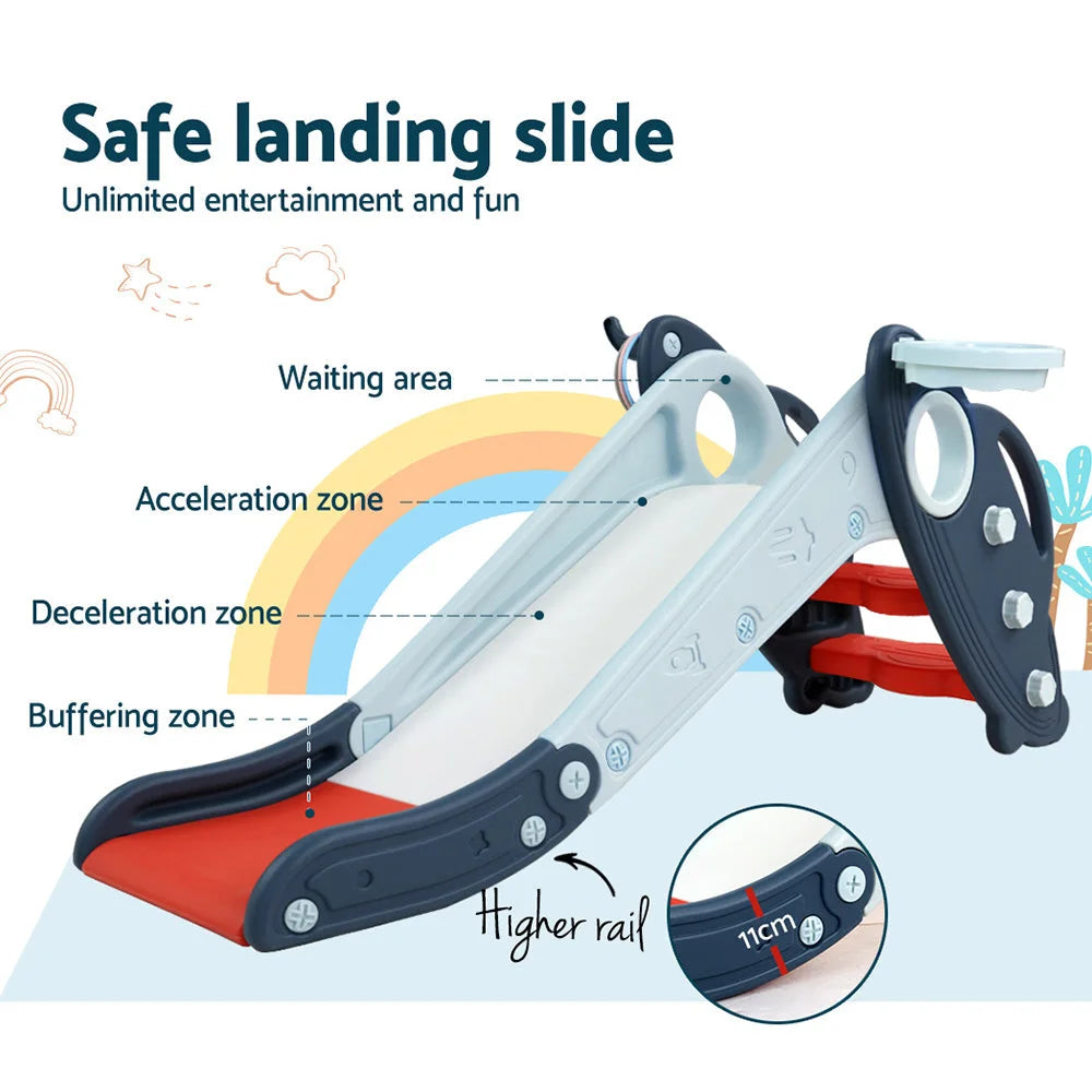 Kids Slide Set with Basketball Hoop and Rings Outdoor