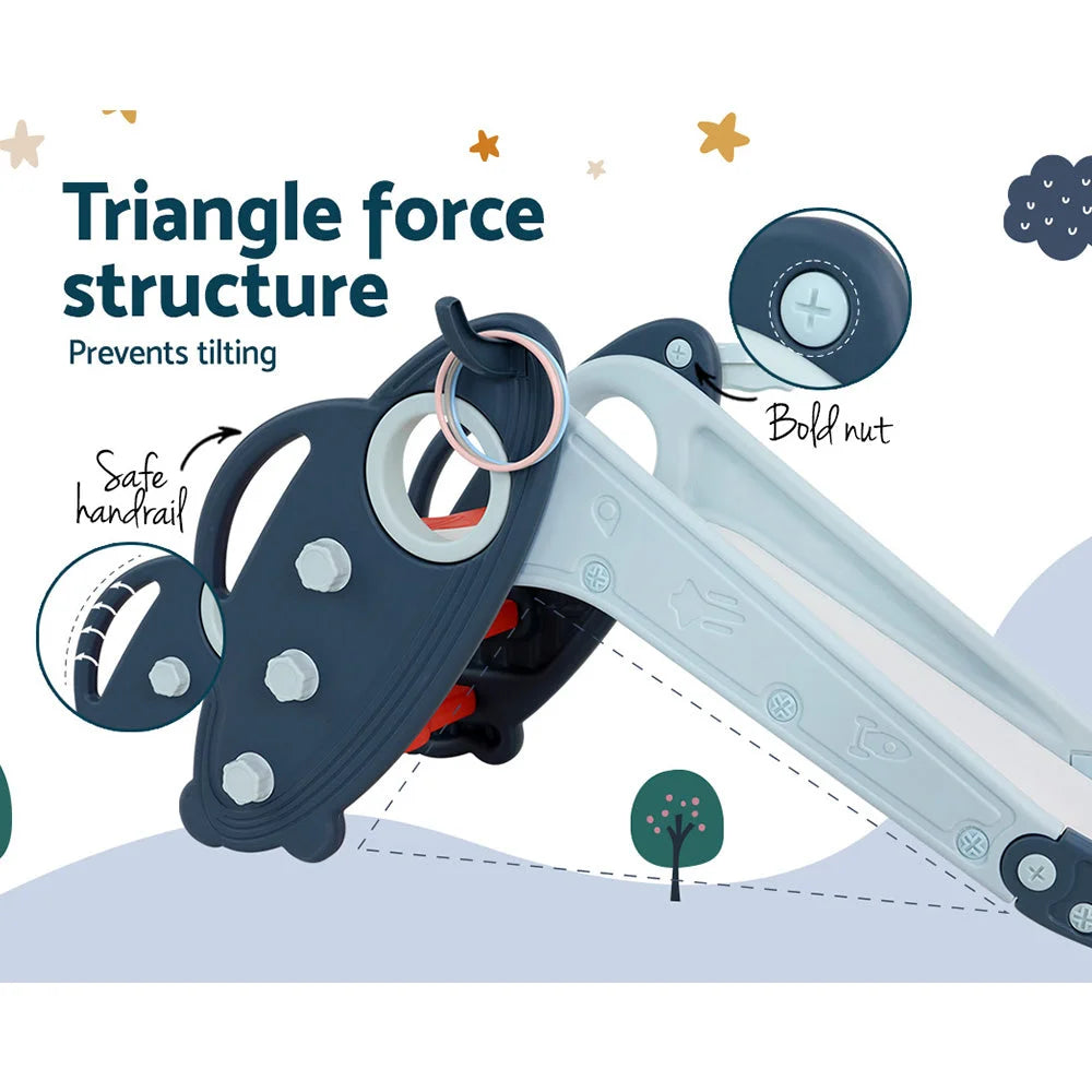 Kids Slide Set with Basketball Hoop and Rings Outdoor