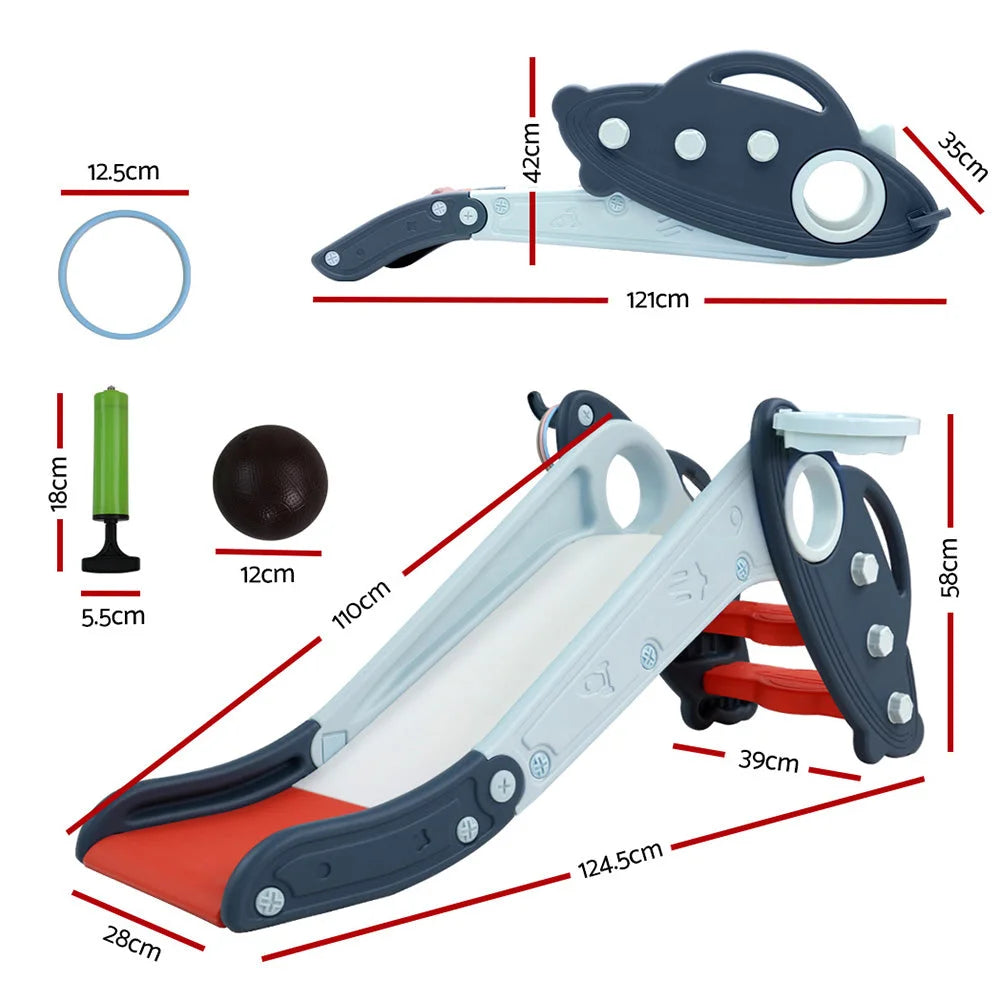 Kids Slide Set with Basketball Hoop and Rings Outdoor