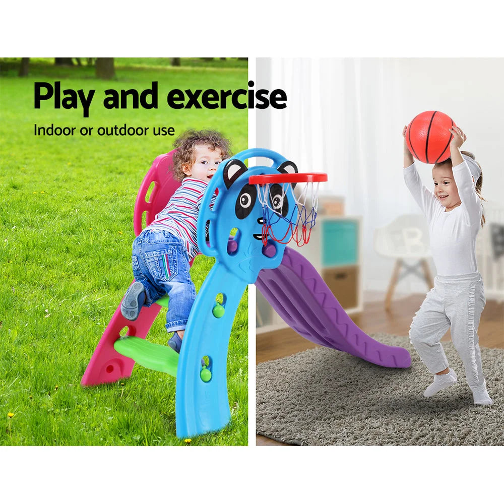 Kids Slide with Basketball Hoop Outdoor/Indoor Play - Toys