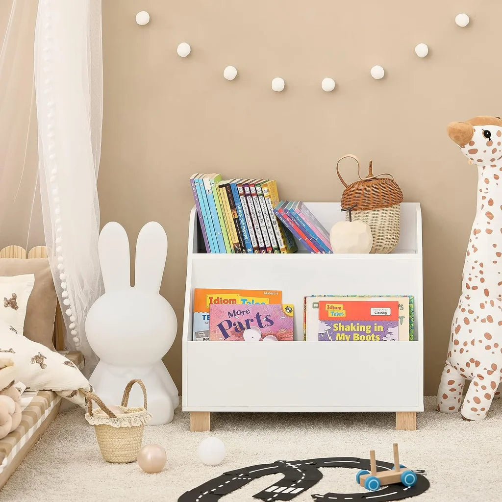 Kids Storage Bookcase 3 Compartments White baby furniture bookcases