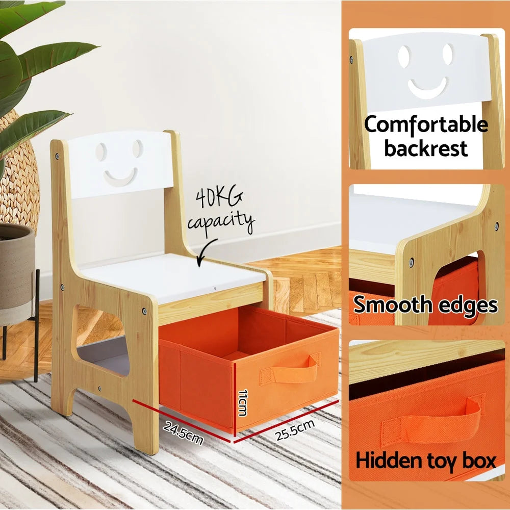 Kids Table and Chairs Set 3PCS Activity Chalkboard Toys