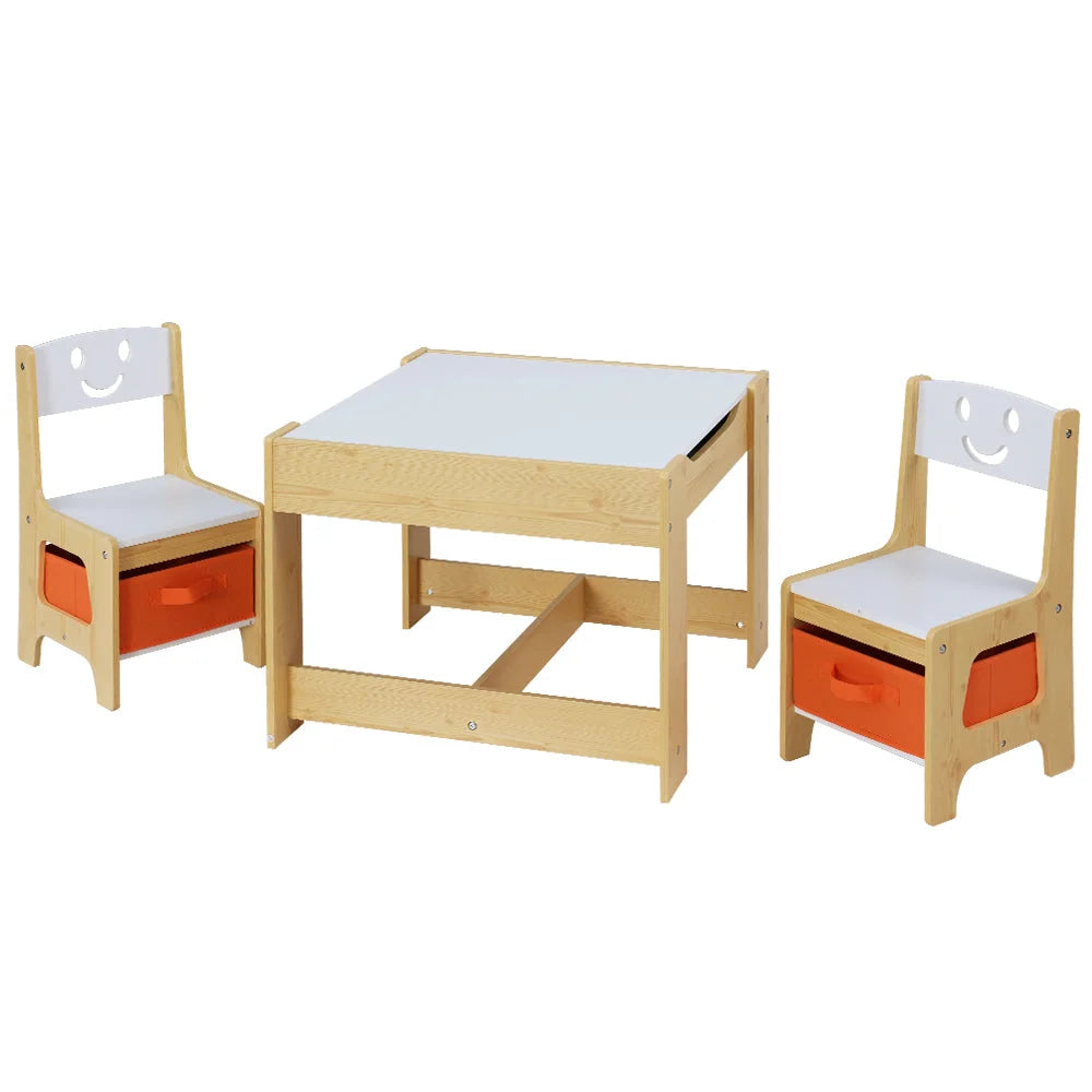 Kids Table and Chairs Set 3PCS Activity Chalkboard Toys