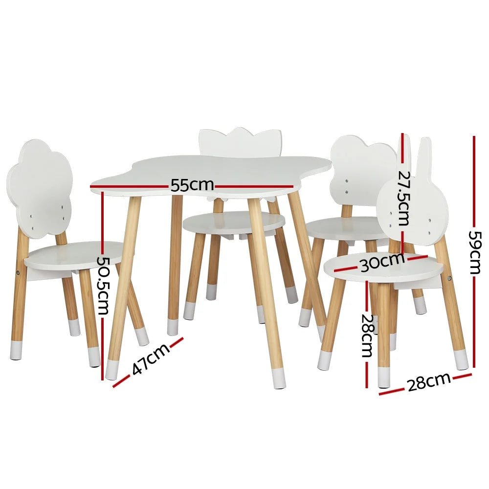 Kids Table and Chairs Set 5PCS Children Activity Study Play