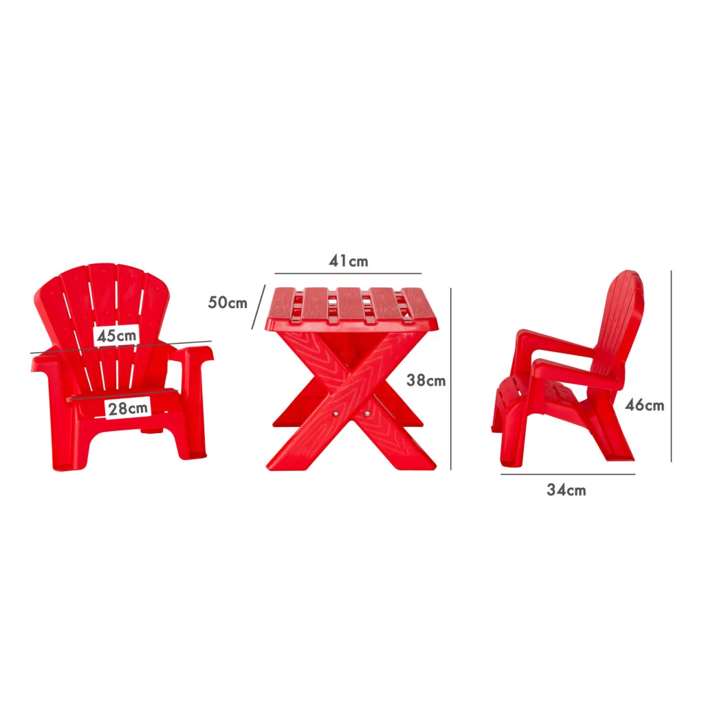 Kids Table and Two Child-Sized Chairs Durable Set - Red