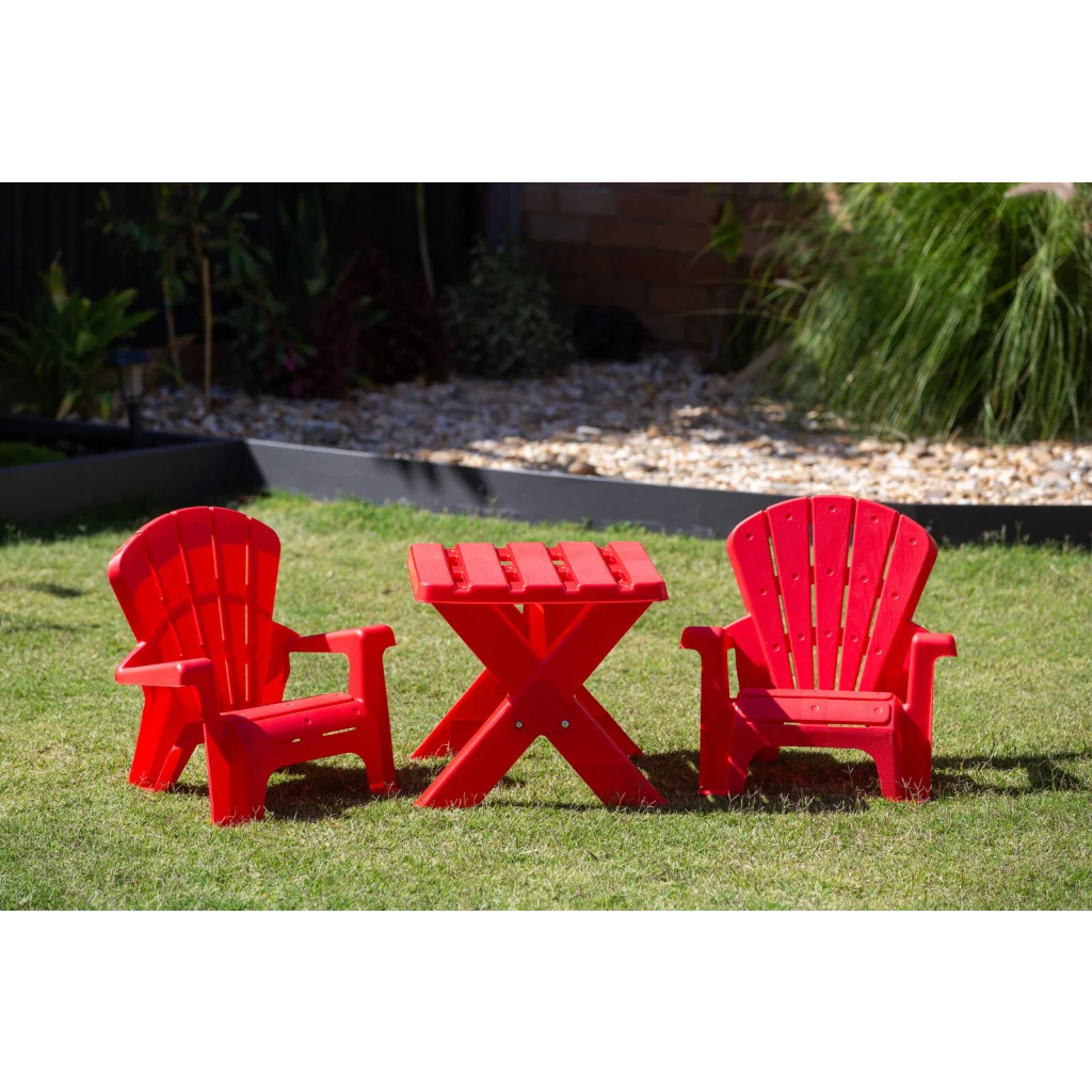 Kids Table and Two Child-Sized Chairs Durable Set - Red