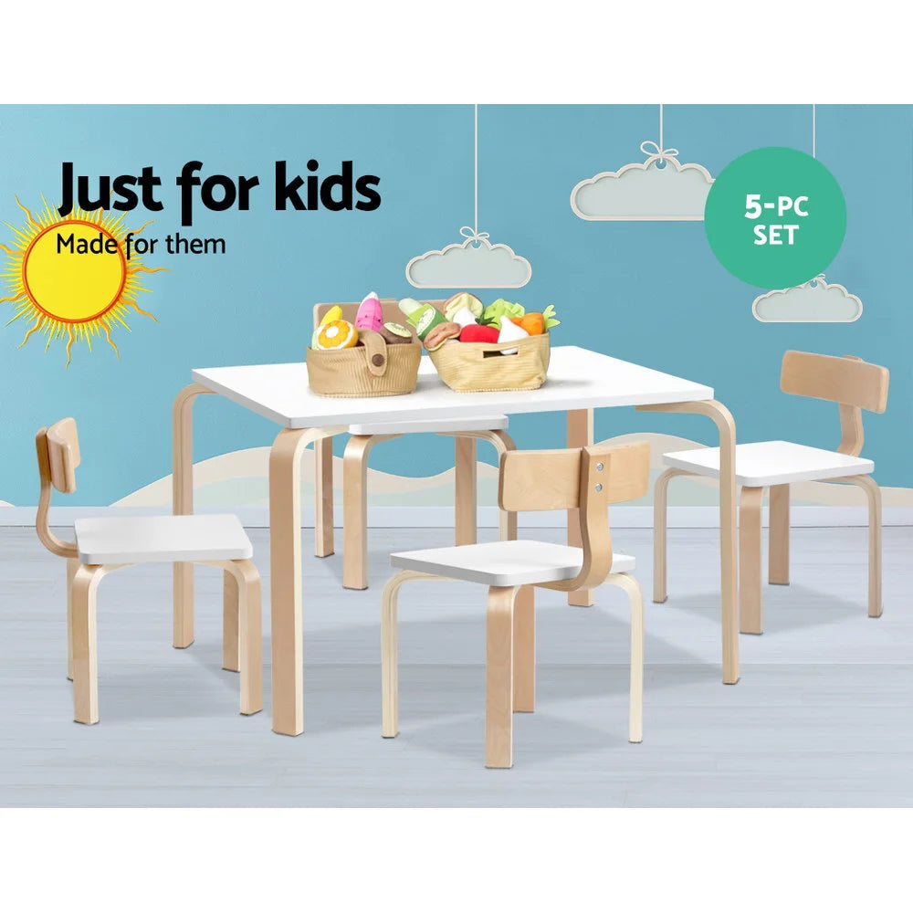 Kids Table Chair Set 5PC Nordic Desk Activity Dining Study