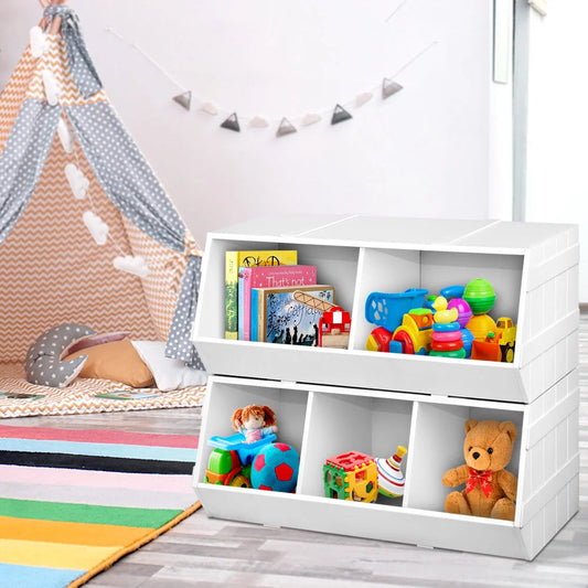 Kids Toy Box Stackable Bookshelf Storage Organizer Bookcase