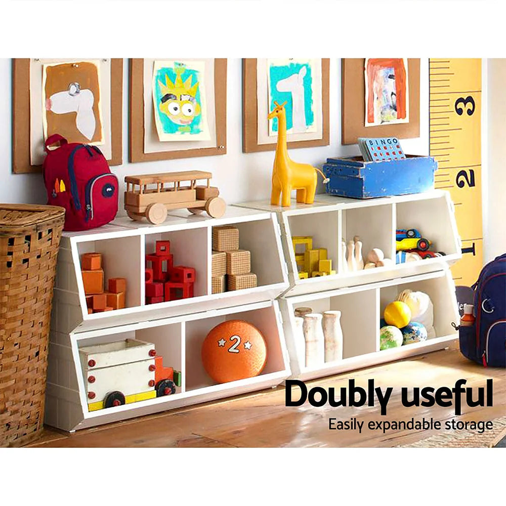 Kids Toy Box Stackable Bookshelf Storage Organizer Bookcase