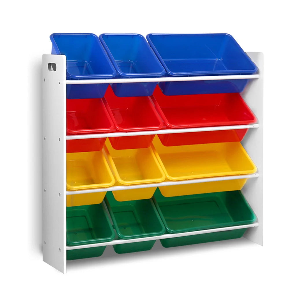 Kids Toy Organizer with 12 Plastic Bins Bookshelf Storage