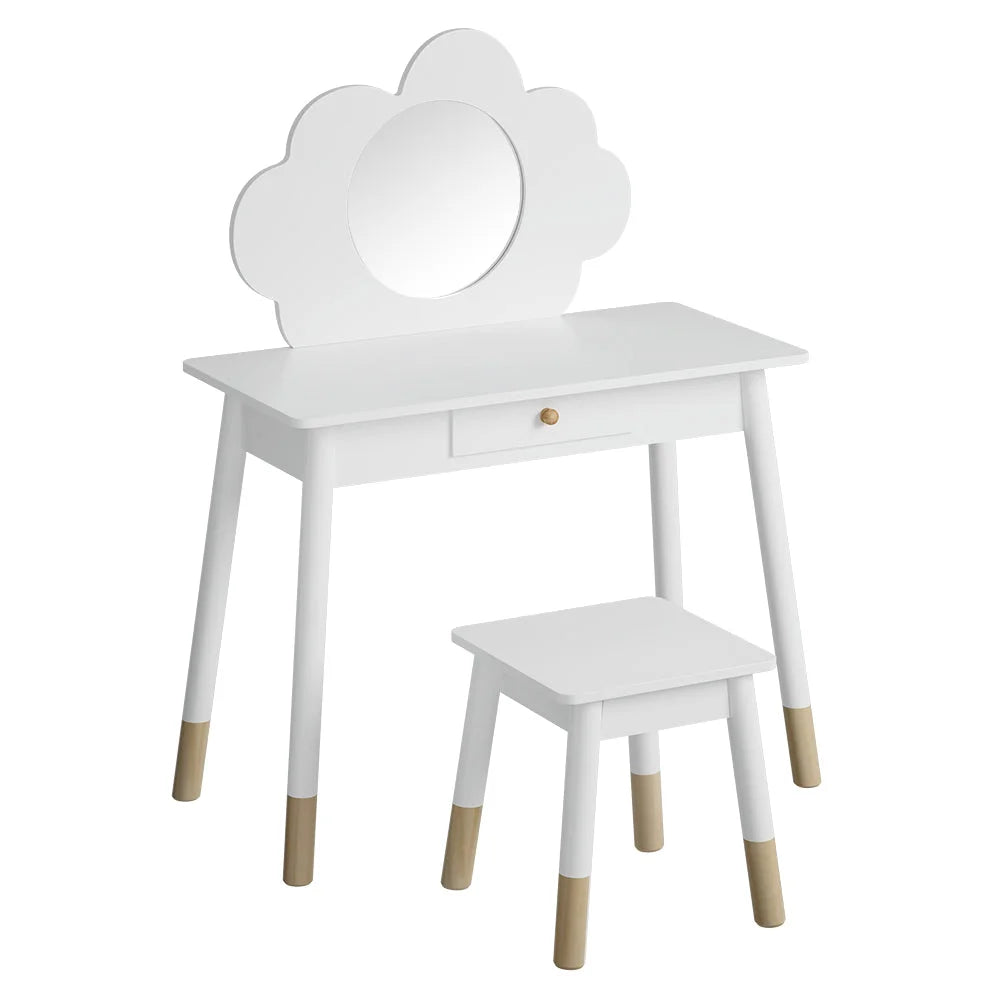 Kids Vanity Makeup Dressing Table Chair Set with Wooden
