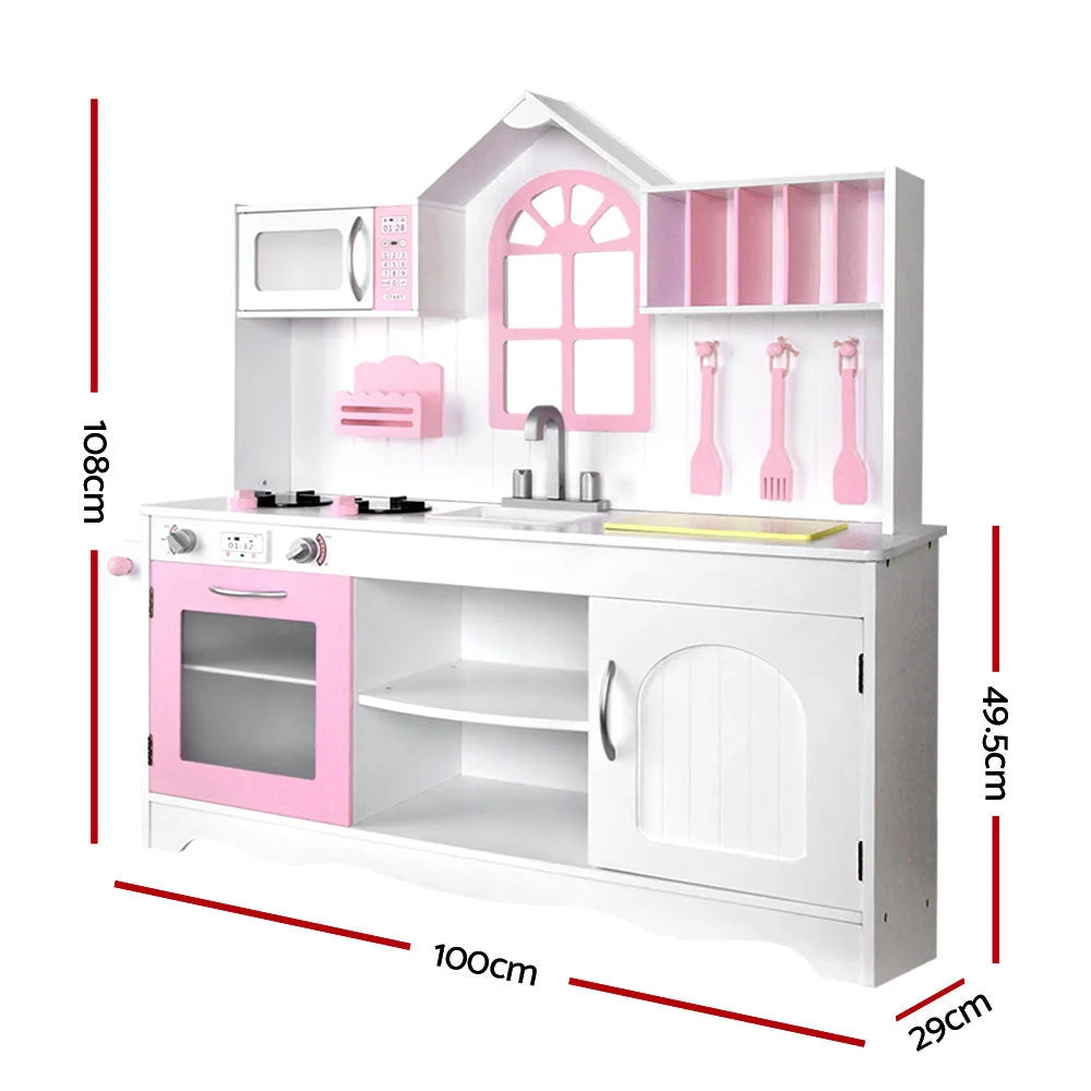 Kids Wooden Kitchen Play Set White/Pink - Toys