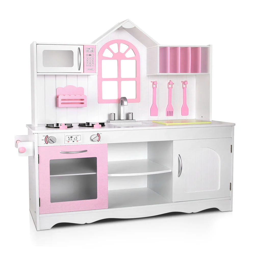 Kids Wooden Kitchen Play Set White/Pink - Toys