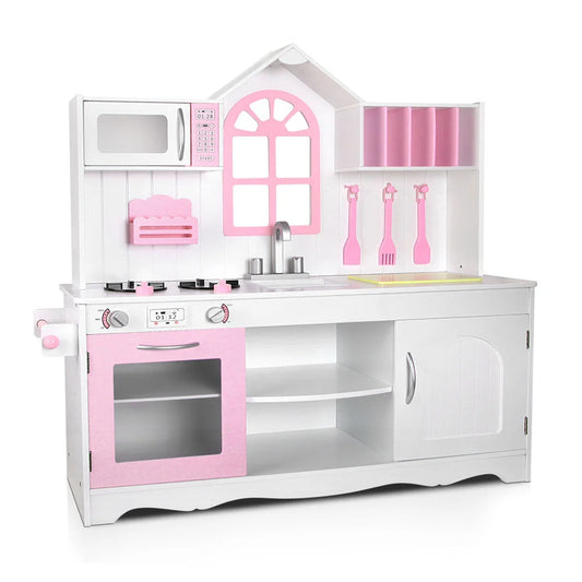Kids Wooden Kitchen Play Set White/Pink - Toys