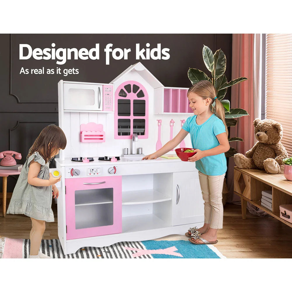 Kids Wooden Kitchen Play Set White/Pink - Toys