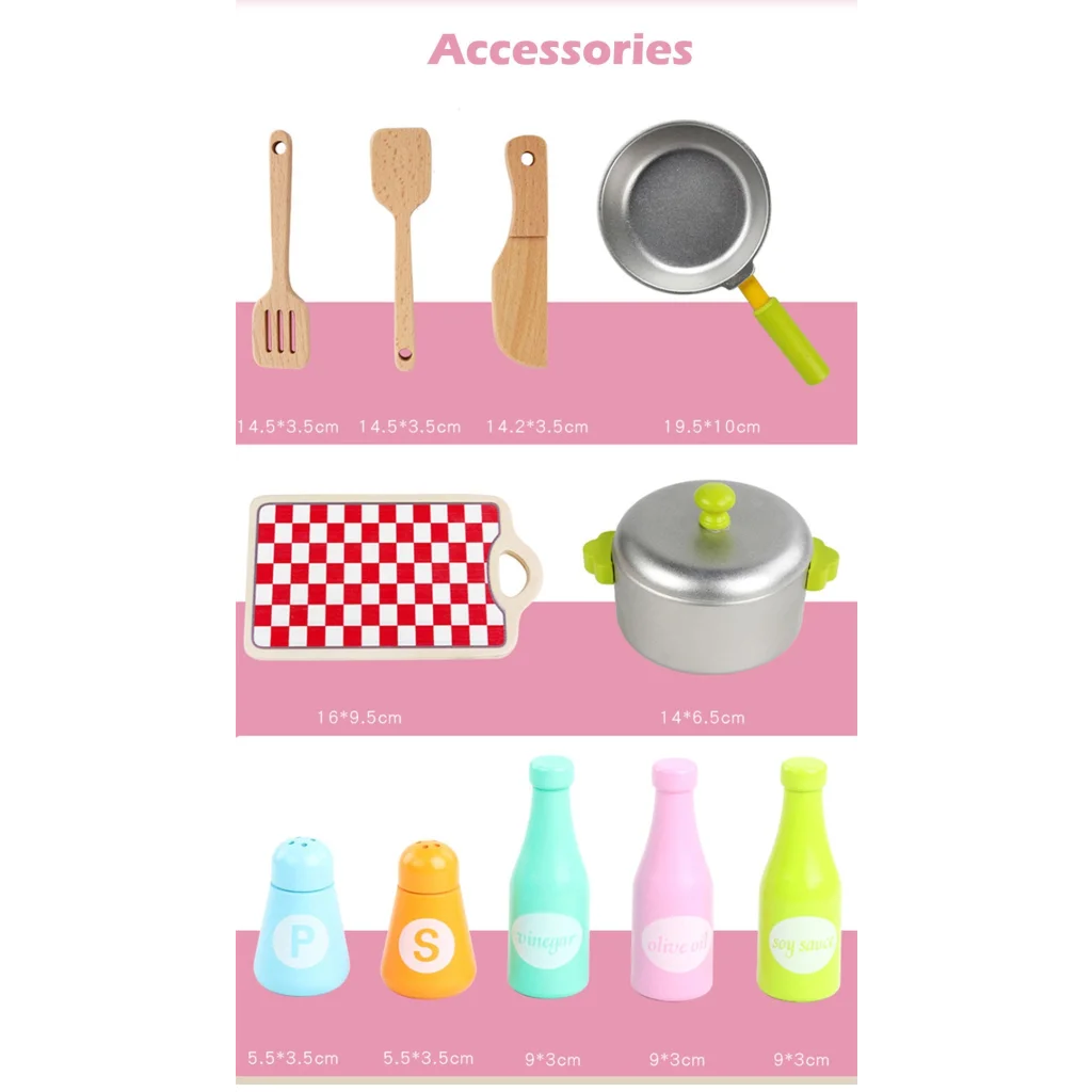 Kids Wooden Kitchen Pretend Play Set Toy Toddlers Children