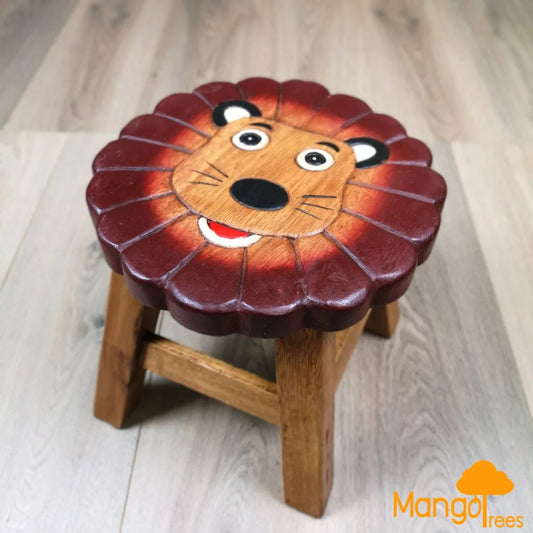 Kids Wooden Stool Lion - Furniture > Bar Stools & Chairs >