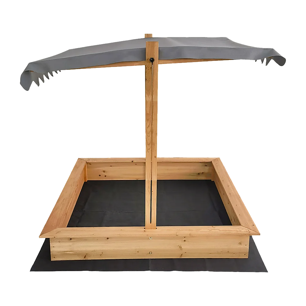 Kids Wooden Toy Sandpit with Adjustable Canopy - Baby &
