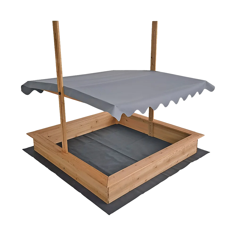 Kids Wooden Toy Sandpit with Adjustable Canopy - Baby &