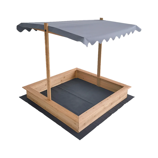 Kids Wooden Toy Sandpit with Adjustable Canopy - Baby &