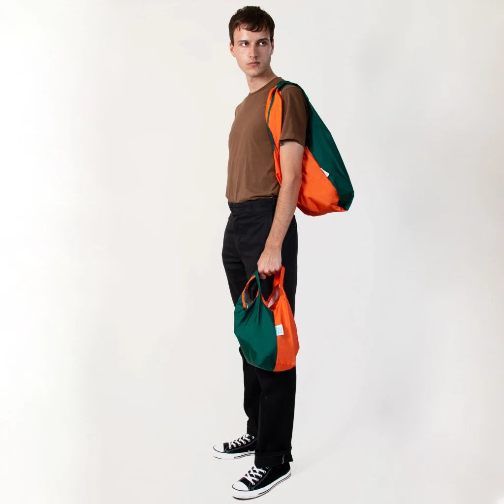 KIND BAG Reusable Bag - Medium| Bicolour Green & Orange-1973194218012807174