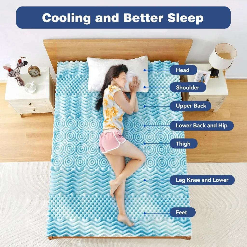 King Mattress Topper Memory Foam 7-Zone 8cm - Furniture >