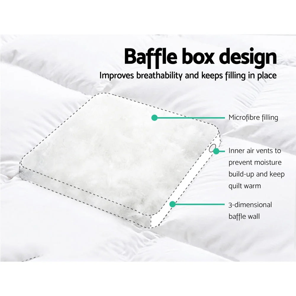 Mattress topper with king single pillowtop microfibre protector