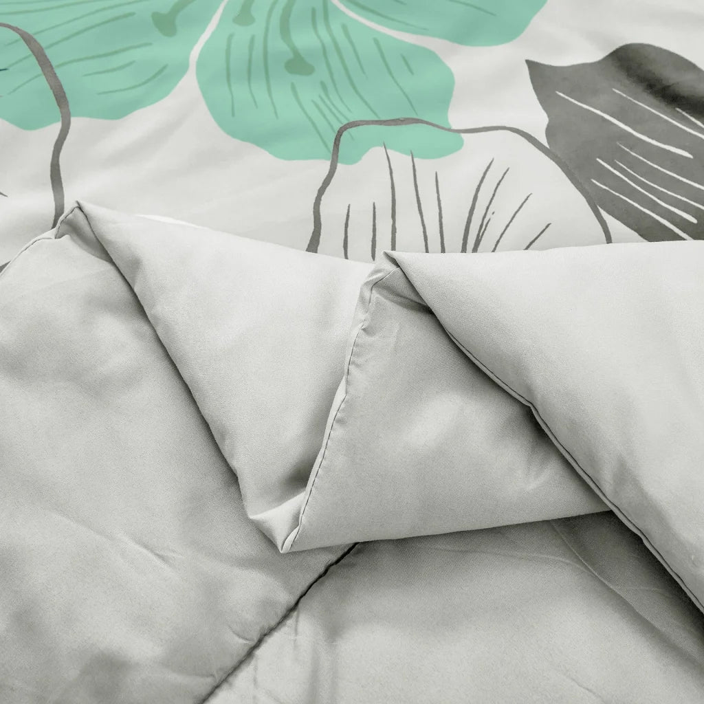 King Size Floral Comforter Set 3-Piece Green Floral