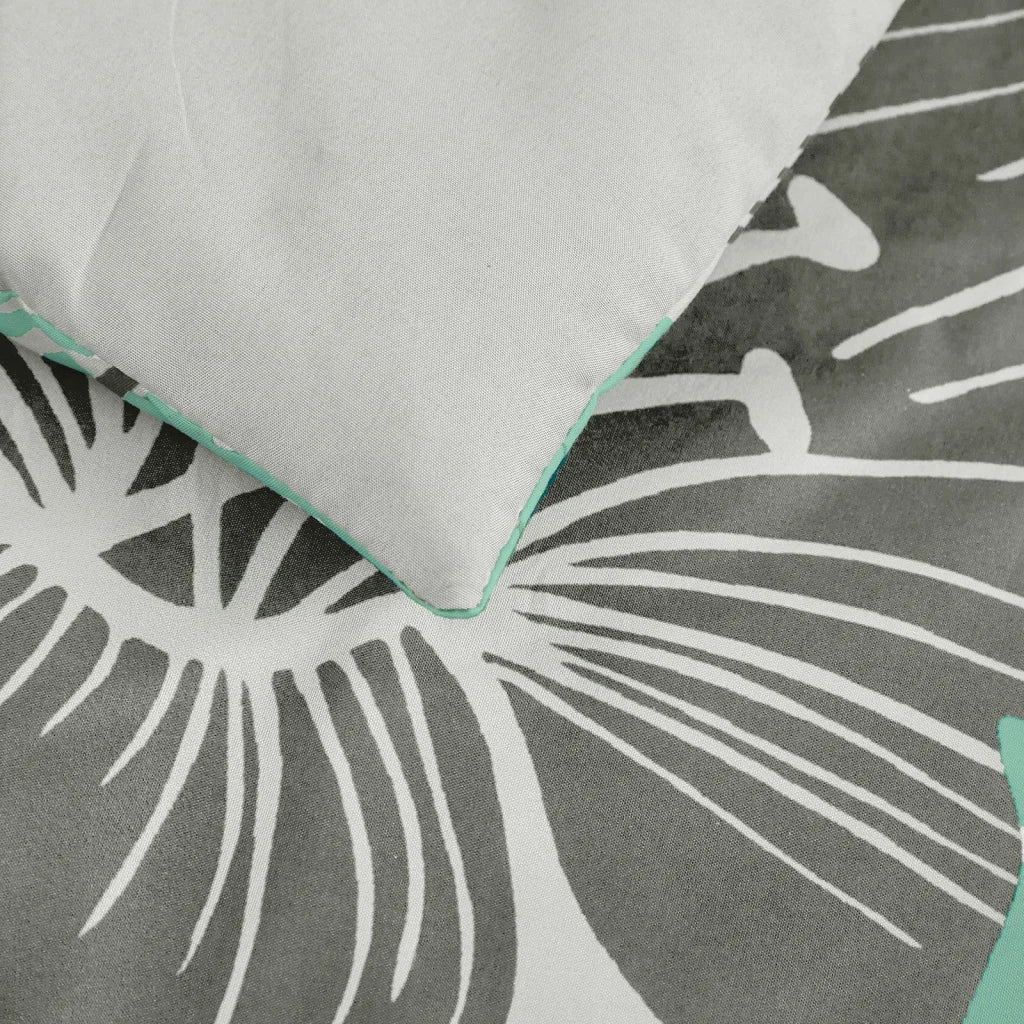 King Size Floral Comforter Set 3-Piece Green Floral